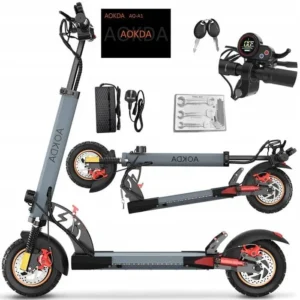 AOKDA A1 – Trottinette électrique pliable -Roues 10″ – Moteur 800W – Batterie 48V12.5Ah- Amortisseur hydraulique