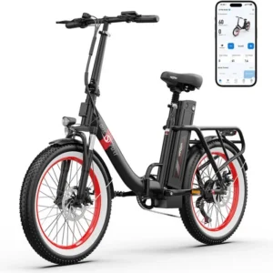 ONESPORT OT16 - Vélo Électrique Pliable - Roues 20" - Moteur 250W - Batterie 48V 17Ah - Amortisseur - Friens à disque - Noir Rouge