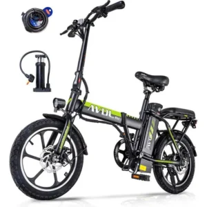 AVDLEU - Vélo Électrique Pliable - Roues 16" - Moteur 250W - 25km/h - Batterie 36V 11.4Ah - Autonomie 40-80km (Mode ASSIST) - Vert