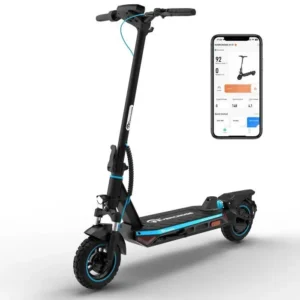 EVERCROSS A1 Trottinette Électrique Adulte Pliable 10″ 800W 3 Mode Vitesses 2 freins et amortisseurs Écran LED Bluetooth APP Bleu