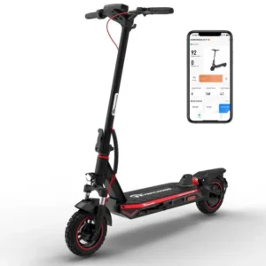 EVERCROSS A1 Trottinette Électrique Adulte Pliable 10″ 800W 3 Mode Vitesses 2 freins et amortisseurs Écran LED Bluetooth APP Rouge