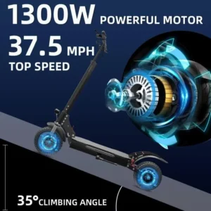 BAZARLAND30.Trottinette électrique pour adultes avec double moteur de 2 600 W, vitesse de pointe de 60km/h et 40 km d’autonomie.